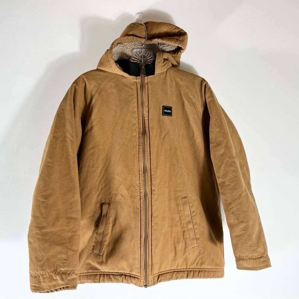Walls Tough Wear Boys Tan Canvas Sherpa Insulated Hooded Bomber Jacket Youth XL